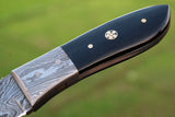 CUSTOM HAND MADE DAMASCUS HUNTING KNIFE HANDLE BUFFALO HORN