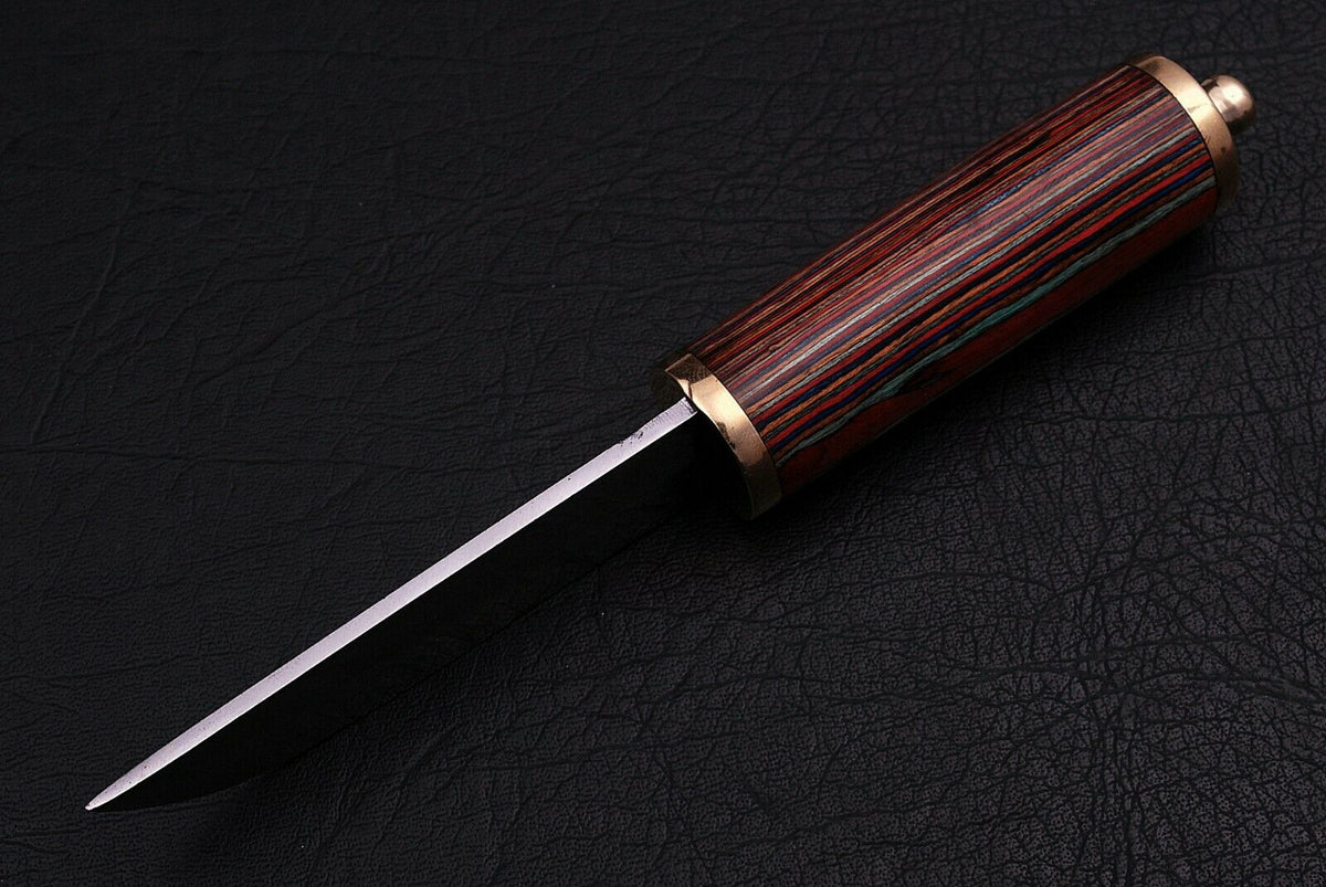 CUSTOM HANDMADE HIGH CORBAN STEEL HUNTING KNIFE WITH LEATHER SHEATH