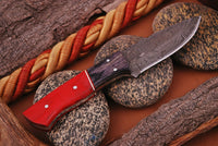 CUSTOM HANDMADE DAMASCUS STEEL HUNTING KNIFE HANDLE HARDWOOD