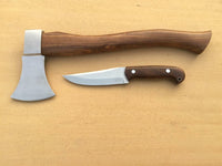 CUSTOM MADE TOMAHAWK AXE WITH BUSHCRAFT KNIFE/ ROSEWOO HANDLE - NB CUTLERY LTD