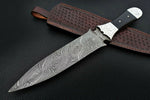 Custom Made Damascus Steel Hunting Bowie Knife Full Tang