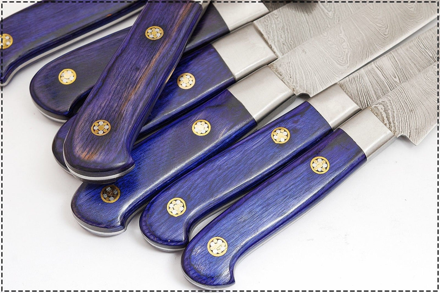 CUSTOM MADE DAMASCUS BLADE 7 Pc's. KITCHEN KNIVES SET - NB CUTLERY LTD