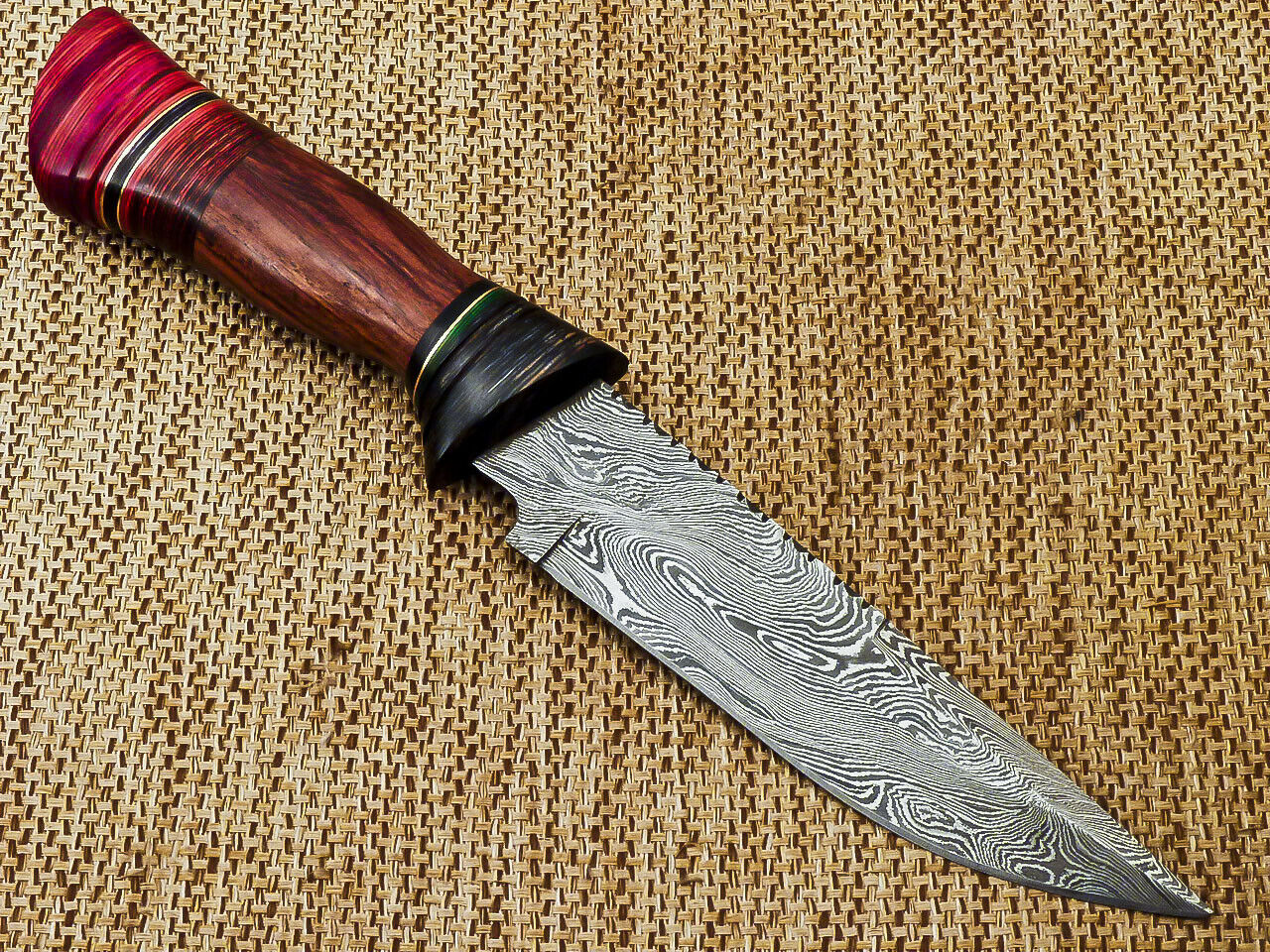 BEAUTIFUL CUSTOM HAND FORGED DAMASCUS STEEL HUNTING KNIFE "HARD WOOD - NB CUTLERY LTD