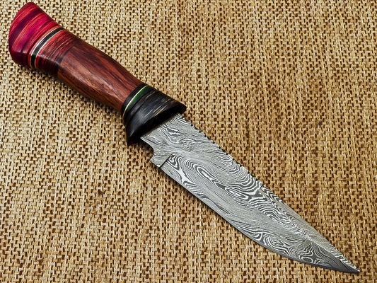 BEAUTIFUL CUSTOM HAND FORGED DAMASCUS STEEL HUNTING KNIFE "HARD WOOD - NB CUTLERY LTD