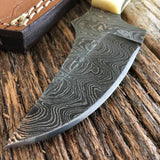 CUSTOM HANDMADE DAMASCUS HUNTING KNIFE HANDLE BONE