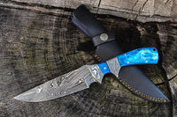 CUSTOM HAND MADE DAMASCUS STEEL CAMEL BONE HANDLE KNIFE
