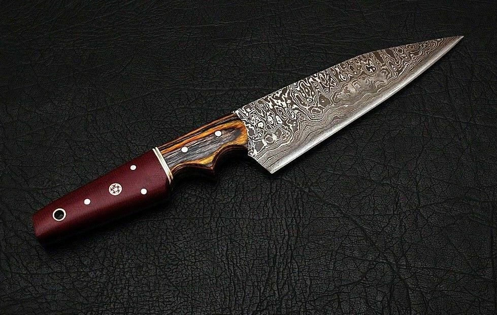 Damascus Knives Custom Handmade-10.5"inch MICARTA/WOOD Handle Chef Kitchen Knife