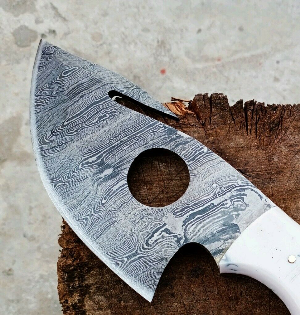 CUSTOM HANDMADE DAMASCUS GUTHOOK HUNTING KNIFE Handle Material = Camel Bone