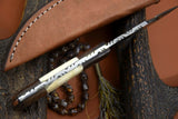CUSTOM HANDMADE DAMASCUS GUTHOOK HUNTING KNIFE Handle Walnut Wood & Camel Bone