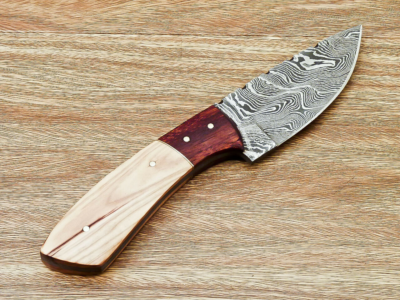 |NB KNIVES| CUSTOM HAND FORGED DAMASCUS STEEL HUNTING KNIFE "OLIVE WOOD"