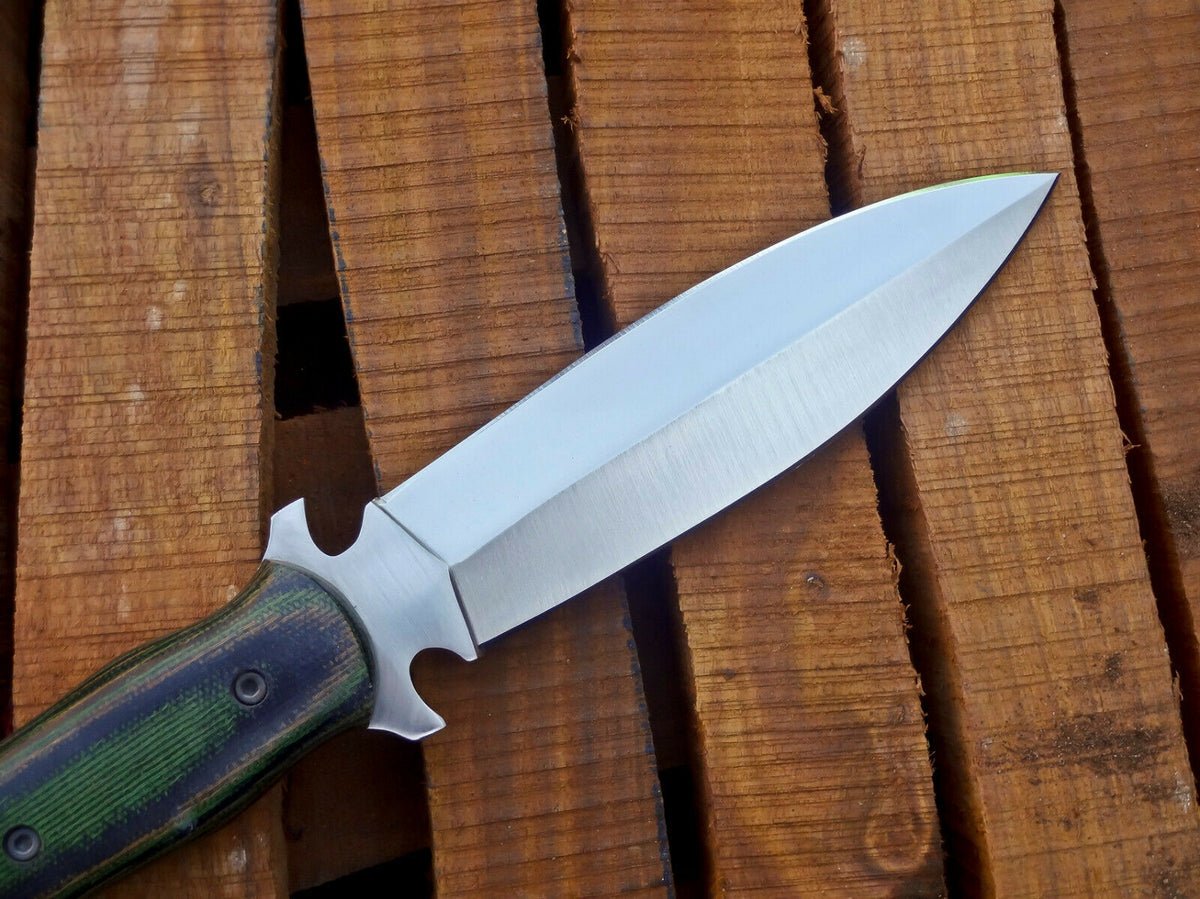 CUSTOM HANDMADE D2 STEEL HUNTING KNIFE WITH LEATHER SHEATH