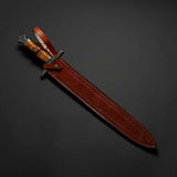 Handmade Beautiful 25.50 inches Damascus Steel Hunting Sword with sheath