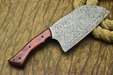 CUSTOM HANDMADE DAMASCUS CHOPPER KNIFE WITH LEATHER SHEATH