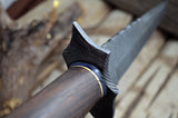 Custom Handmade Damascus Steel Hunting Knife Handle Hardwood Damascus Guard With Leather Sheath Premium hunting knife
