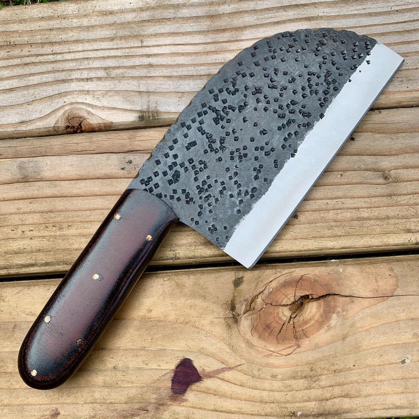 CUSTOM HAND FORGE CHOPPER KNIFE WITH LEATHER SHEATH
