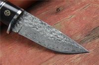 Custom Handmade Damascus Steel Tactical Fixed Blade Hunting Knife Wood Handle - NB CUTLERY LTD