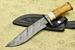 HANDMADE DAMASCUS STEEL BLADE HUNTING KNIFE | CAMEL BONE