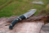 CUSTOM HANDMADE DAMASCUS STEEL HUNTING KNIFE HANDLE BUFFALO HORN