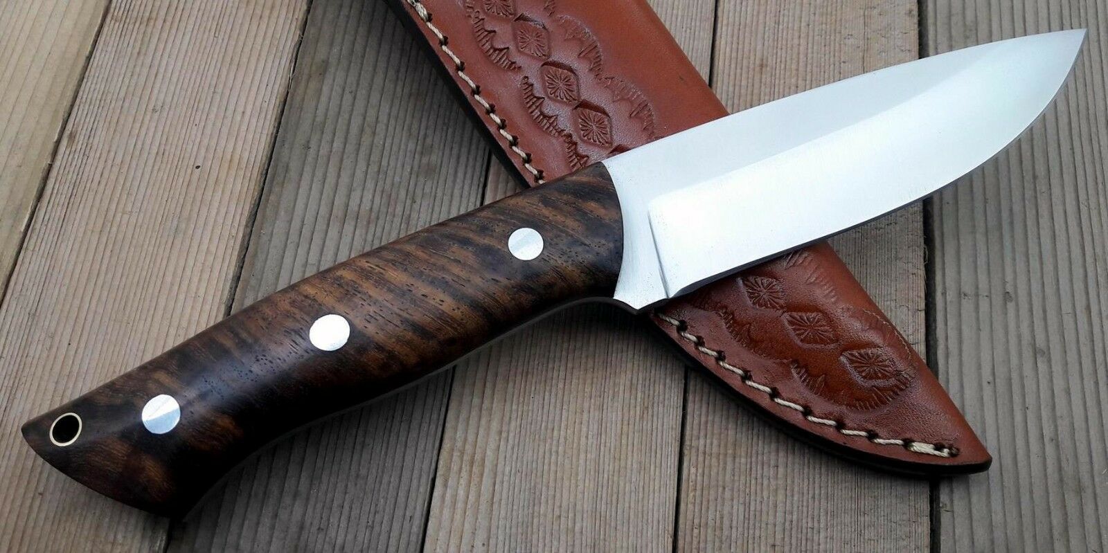 CUSTOM HANDMADE D2 TOOL STEEL HUNTING KNIFE /ROSEWOOD - NB CUTLERY LTD