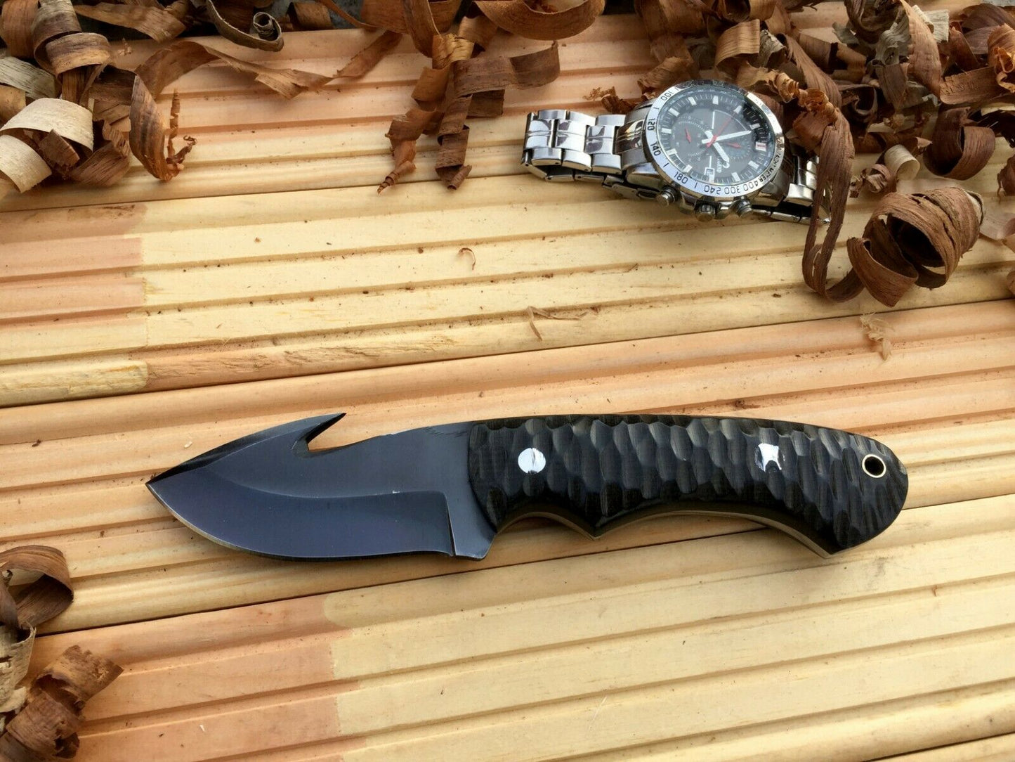CUSTOM HANDMADE 1095 H.C STEEL KNIFE/ MICARTA TANG WORK HANDLE