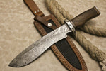 CUSTOM HANDMADE DAMASCUS ART HUNTING BOWIE KNIFE WALNUT WOOD