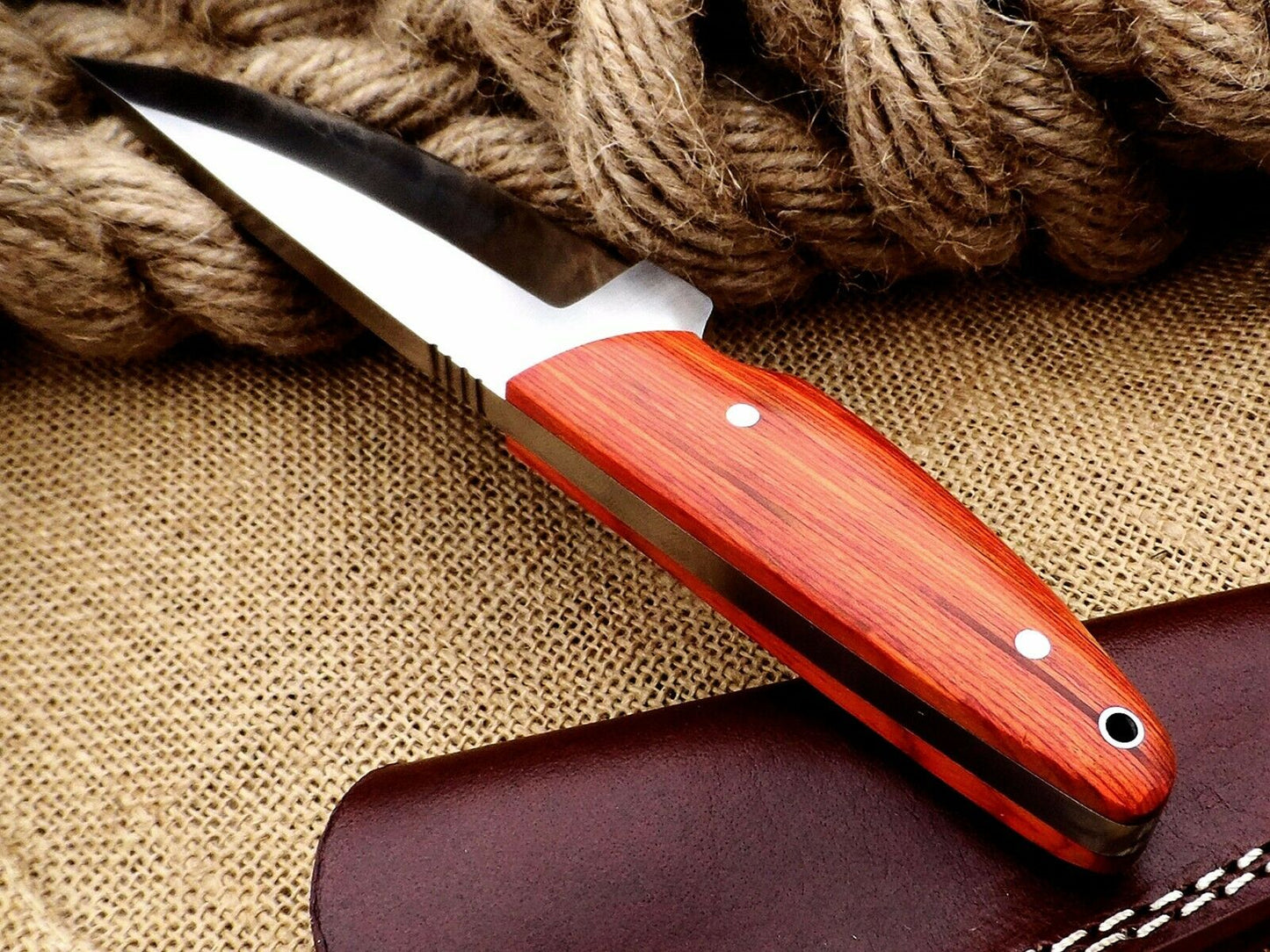 CUSTOM HANDMADE D2 STEEL HUNTING KNIFE Handle Material , multi micarta