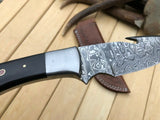 Custom Handmade Damascus Steel 9Inch Long Gut Hook Hunting Knife