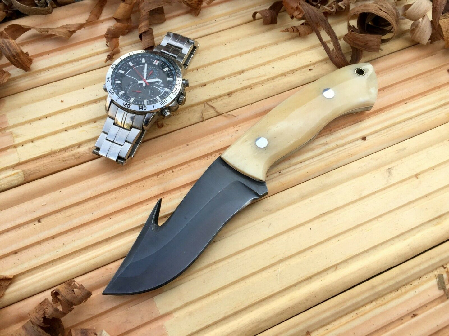 CUSTOM HANDMADE 1095 H.C STEEL KNIFE/ CAMEL BONE TANG WORK HANDLE