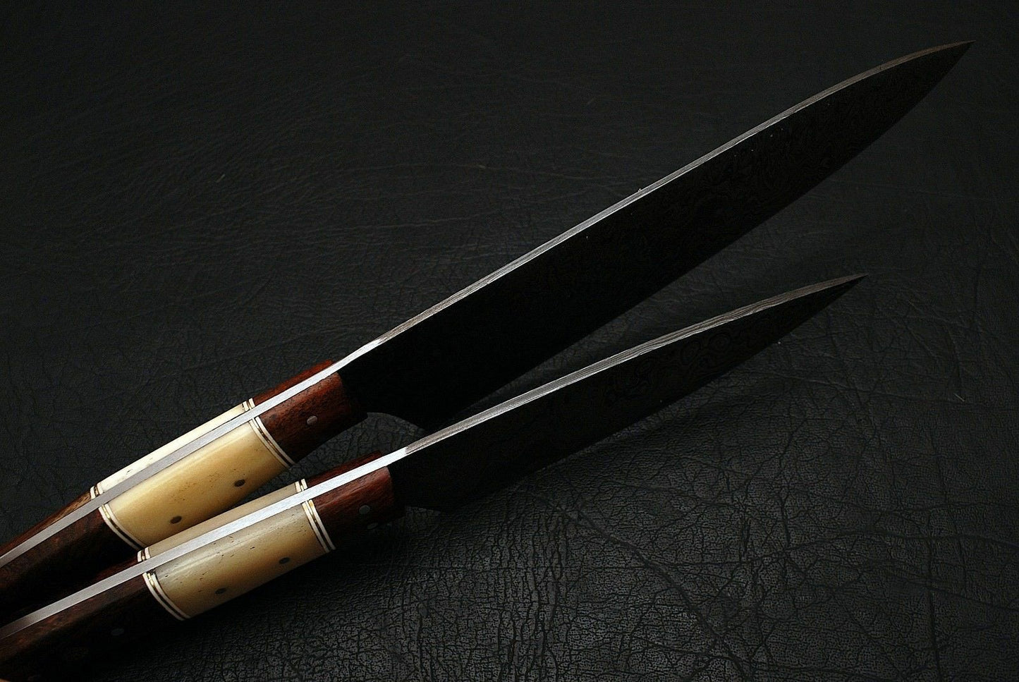 CUSTOM HANDMADE DAMASCUS CHEF KNIFE 2 PCS SET