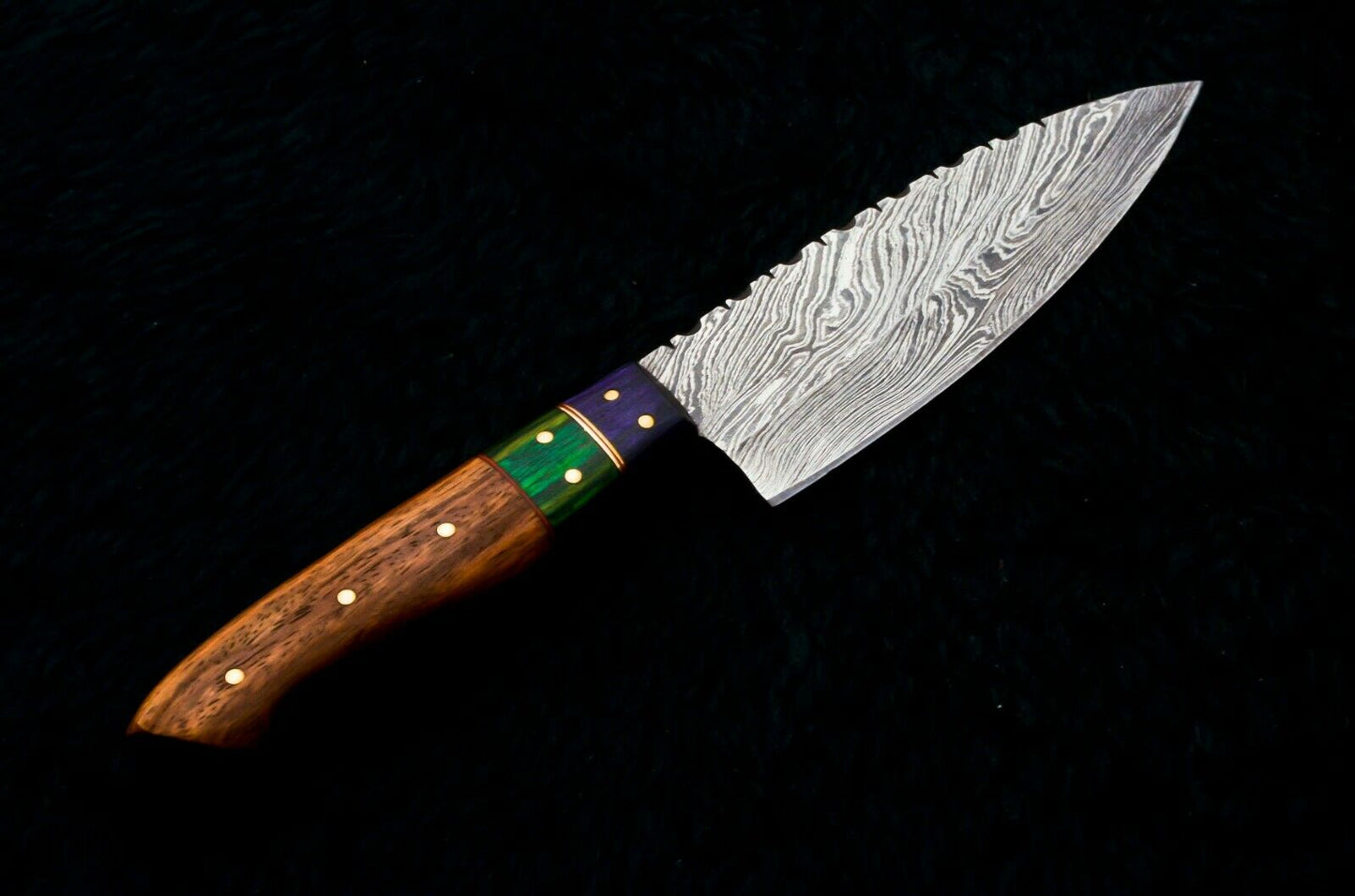 CUSTOM HANDMADE DAMASCUS STEEL CHEF KNIFE WITH LEATHER SHEATH