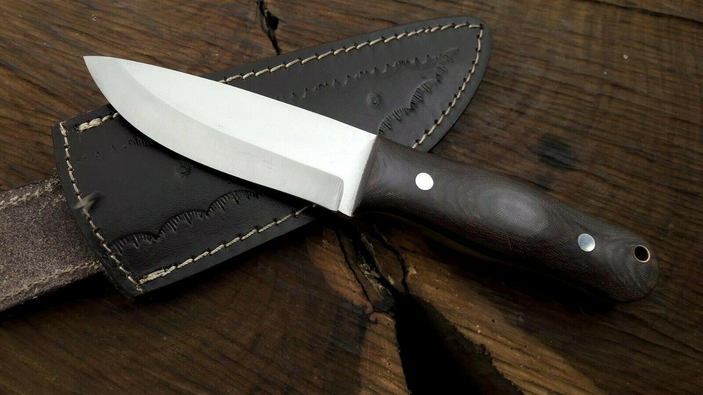 CUSTOM HANDMADE 1095 STEEL HUNTING KNIFE Handle Material : Micarta Wood