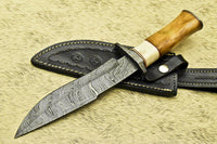 HANDMADE DAMASCUS STEEL BLADE HUNTING KNIFE | CAMEL BONE