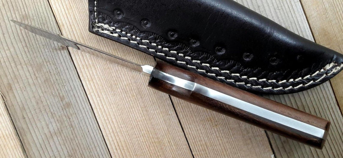 CUSTOM HANDMADE HIGH Corban SCANDI GRIND BUSHCRAFT KNIFE HANDLE ROSEWOOD
