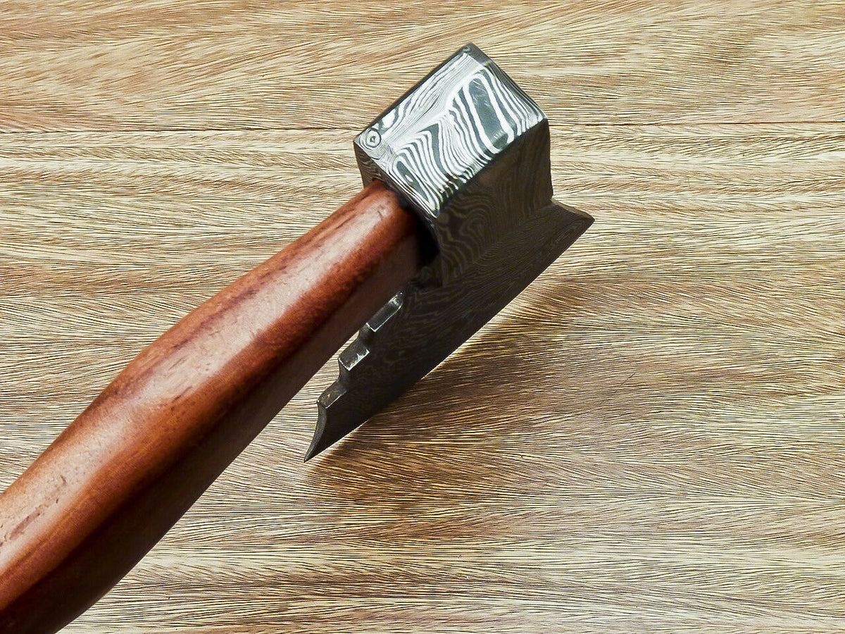 Custom Handmade Damascus Steel Axe Handle Rosewood With Beautiful Leather Sheath Heavy-duty Camping Hatchet High-quality Camping Axe