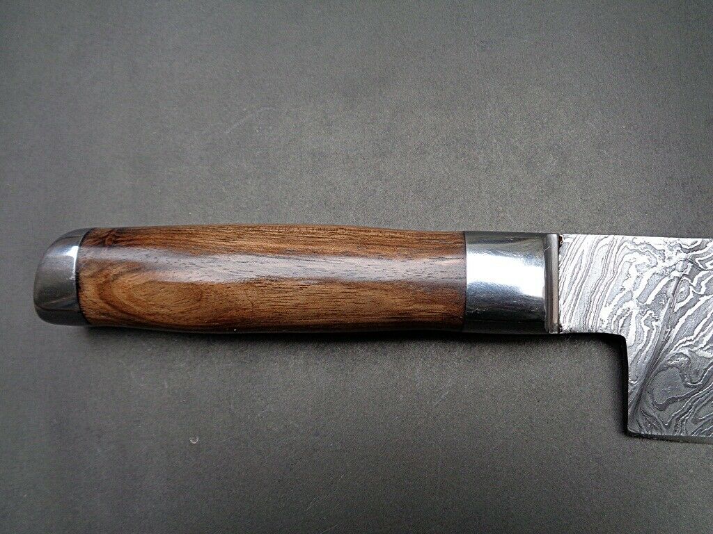 Damascus Knife Custom Handmade Kitchen Chef Knife WALNUT WOOD HANDLE