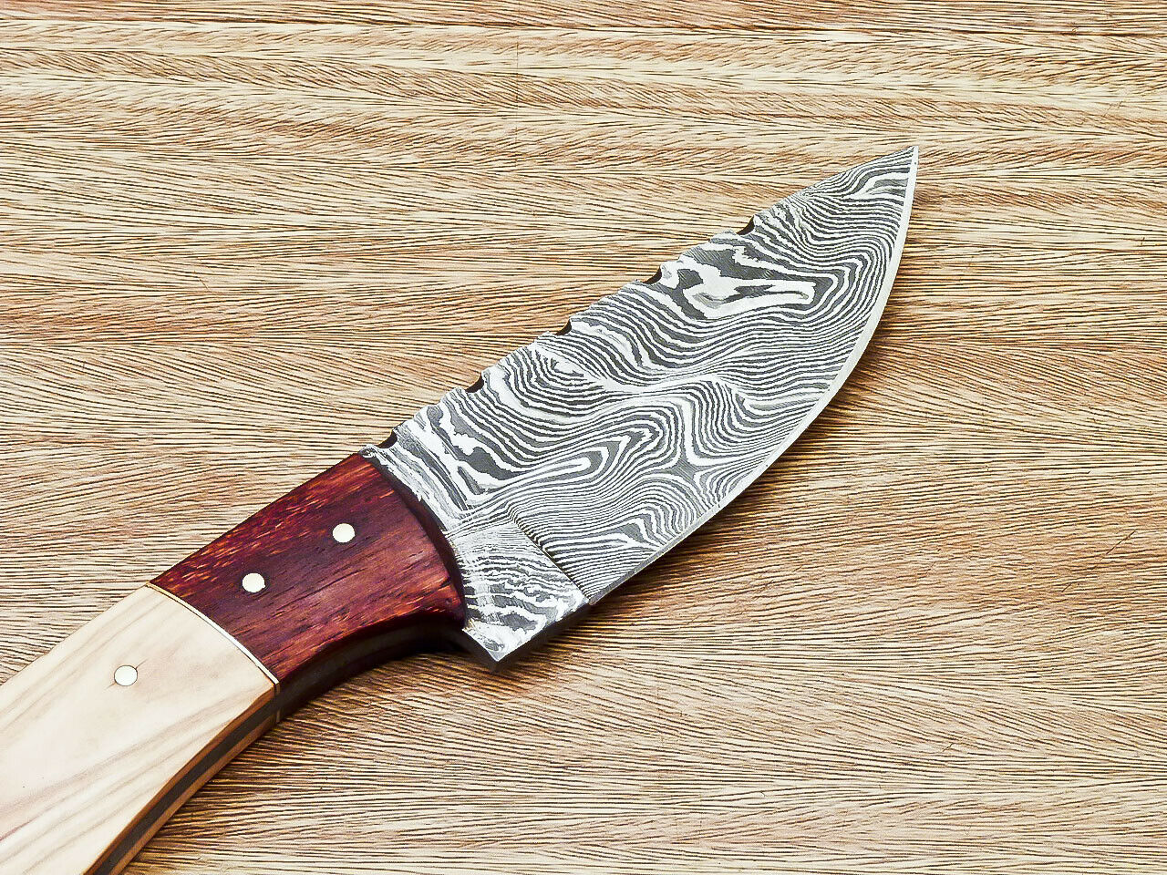 |NB KNIVES| CUSTOM HAND FORGED DAMASCUS STEEL HUNTING KNIFE "OLIVE WOOD"