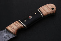 CUSTOM HANDMADE DAMASCUS STEEL HUNTING KNIFE BUFFALO HORN OLIVE WOOD