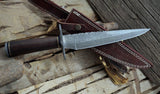Custom Handmade Damascus Steel Hunting Knife Handle Hardwood Damascus Guard With Leather Sheath Premium hunting knife