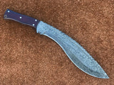 CUSTOM HANDMADE DAMASCUS KUKRI KNIFE WITH LEATHER SHEATH