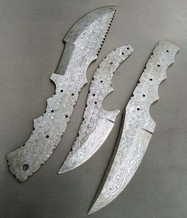 LOT OF 3 PIECES CUSTOM HANDE FORGE DAMASCUS BLANK BLADES