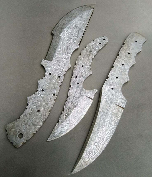 LOT OF 3 PIECES CUSTOM HANDE FORGE DAMASCUS BLANK BLADES