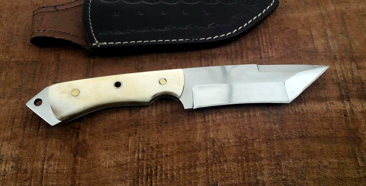 CUSTOM MADE D2.STEEL BUSH CRAFT HUNTING SURVIVAL KNIFE HANDLE CAMEL BONE