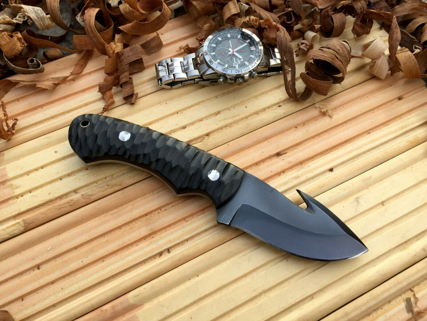 CUSTOM HANDMADE 1095 H.C STEEL KNIFE/ MICARTA TANG WORK HANDLE