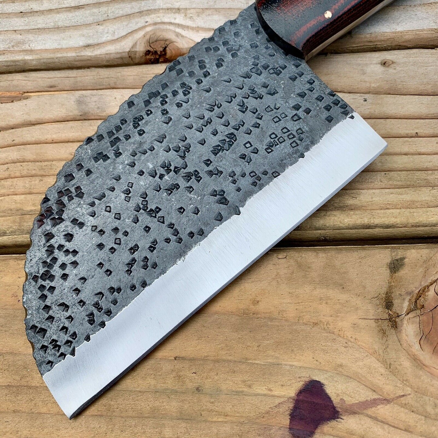 CUSTOM HAND FORGE CHOPPER KNIFE WITH LEATHER SHEATH