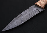 CUSTOM HANDMADE DAMASCUS STEEL HUNTING KNIFE BUFFALO HORN OLIVE WOOD