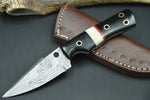 CUSTOM HANDMADE DAMASCUS STEEL HUNTING KNIFE HANDLE BUFFALO HORN CAMEL BONE