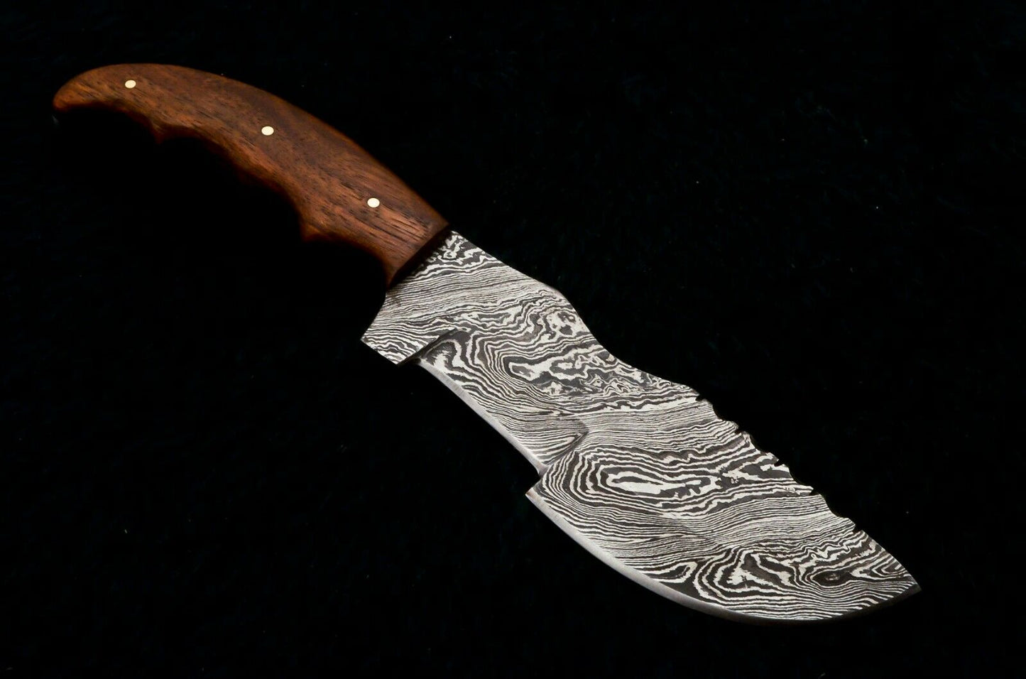 CUSTOM HANDMADE DAMASCUS STEEL HUNTING TRACKER KNIFE WITH LEATHER SHEATH