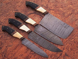 DAMASCUS CHEF/KITCHEN KNIFE CUSTOM MADE BLADE 4 Pcs. Set - NB CUTLERY LTD