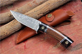 Custom Handmade Damascus Steel Tactical Fixed Blade Hunting Knife Wood Handle - NB CUTLERY LTD