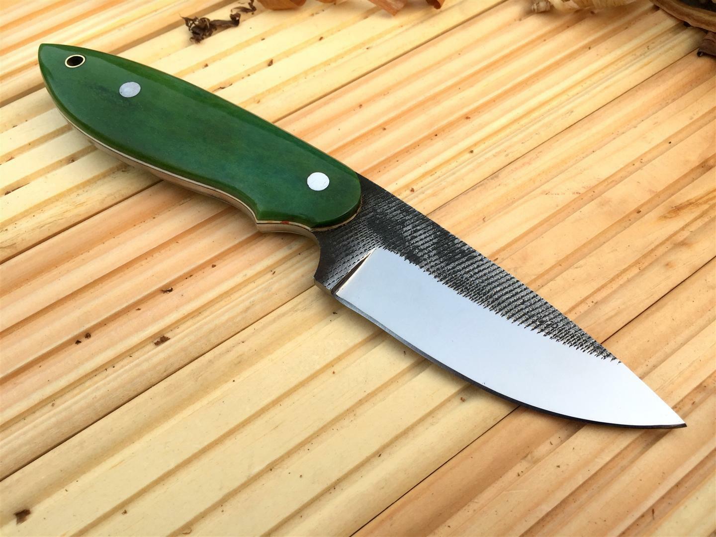 CUSTOM HANDMADE HUNTING/BUSHCRAFT KNIFE FROM FILE HANDLE HARDWOOD